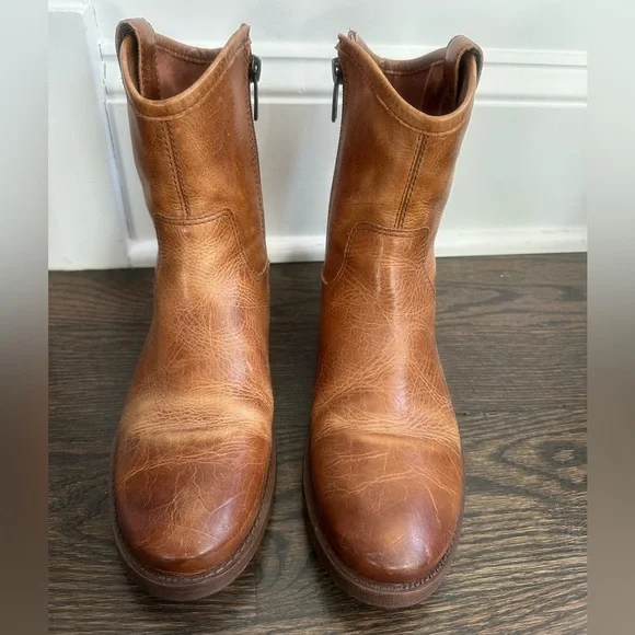 Women's Brown Leather Booties - Picture 2 of 8